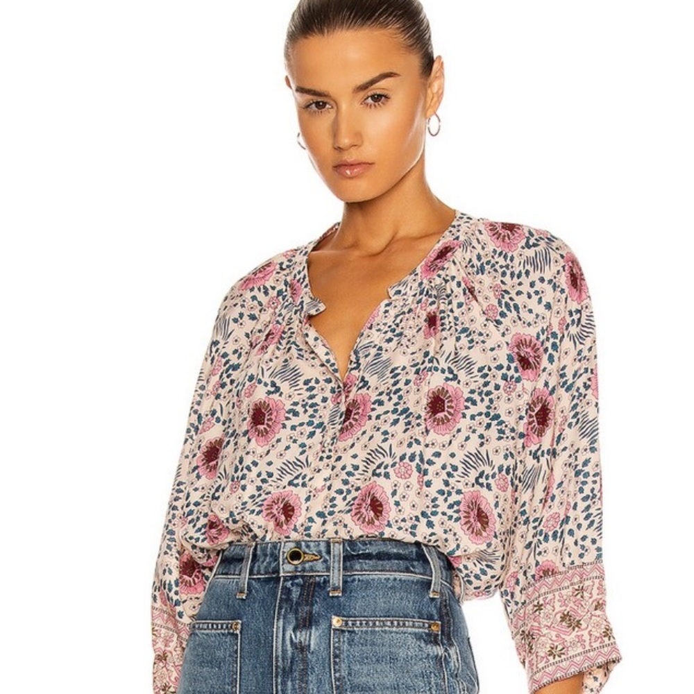 Natalie Martin Pink and Cream Remy Floral Blouse Size XS